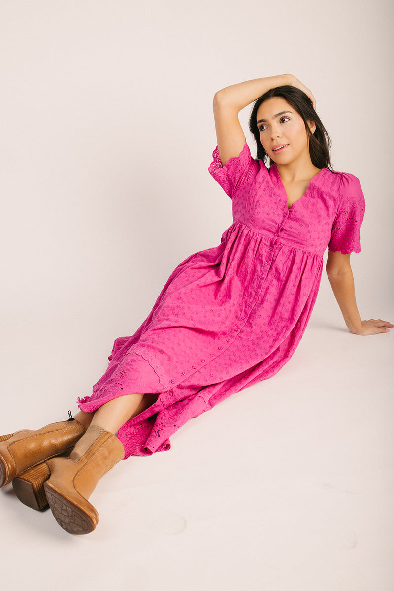 midi dress button up Brenda Button Up Midi Dress M / White