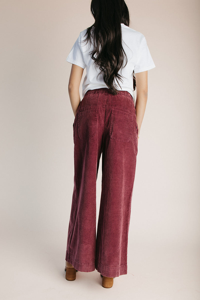 The Dorsey Corduroy Pin Tuck Wide Leg Pant in Burgundy – Piper & Scoot