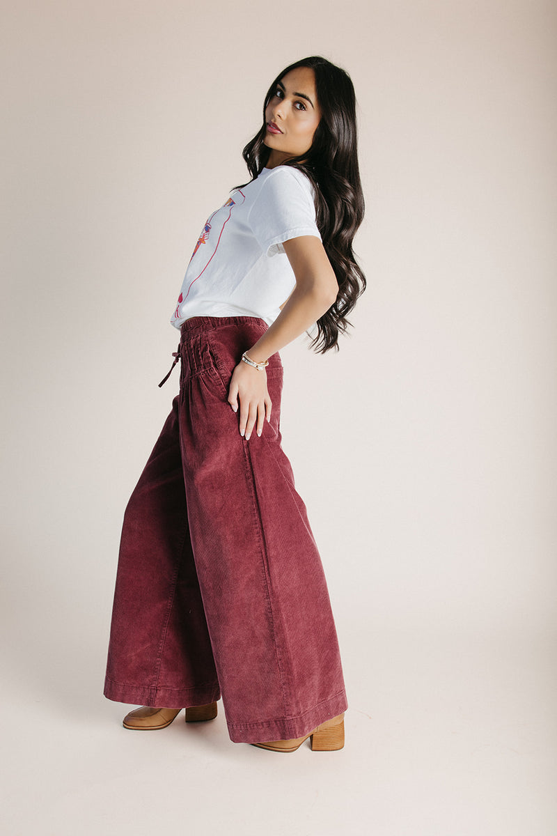 The Dorsey Corduroy Pin Tuck Wide Leg Pant in Burgundy – Piper & Scoot