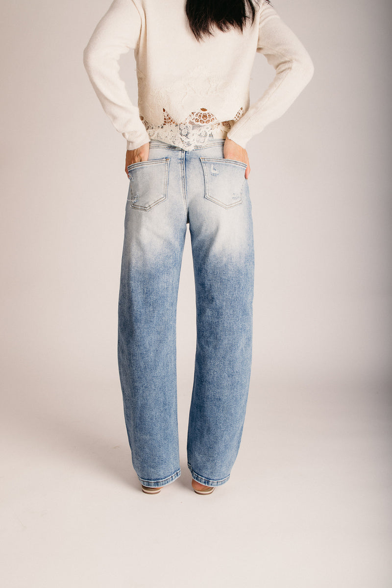 The Cambrea Crochet Detail Barrel Jean in Medium Denim – Piper & Scoot