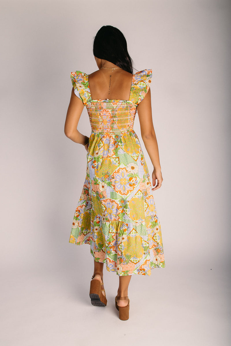 smocked bodice midi dress The Clawson Smocked Bodice Midi Dress in Sage Floral – Piper & Scoot