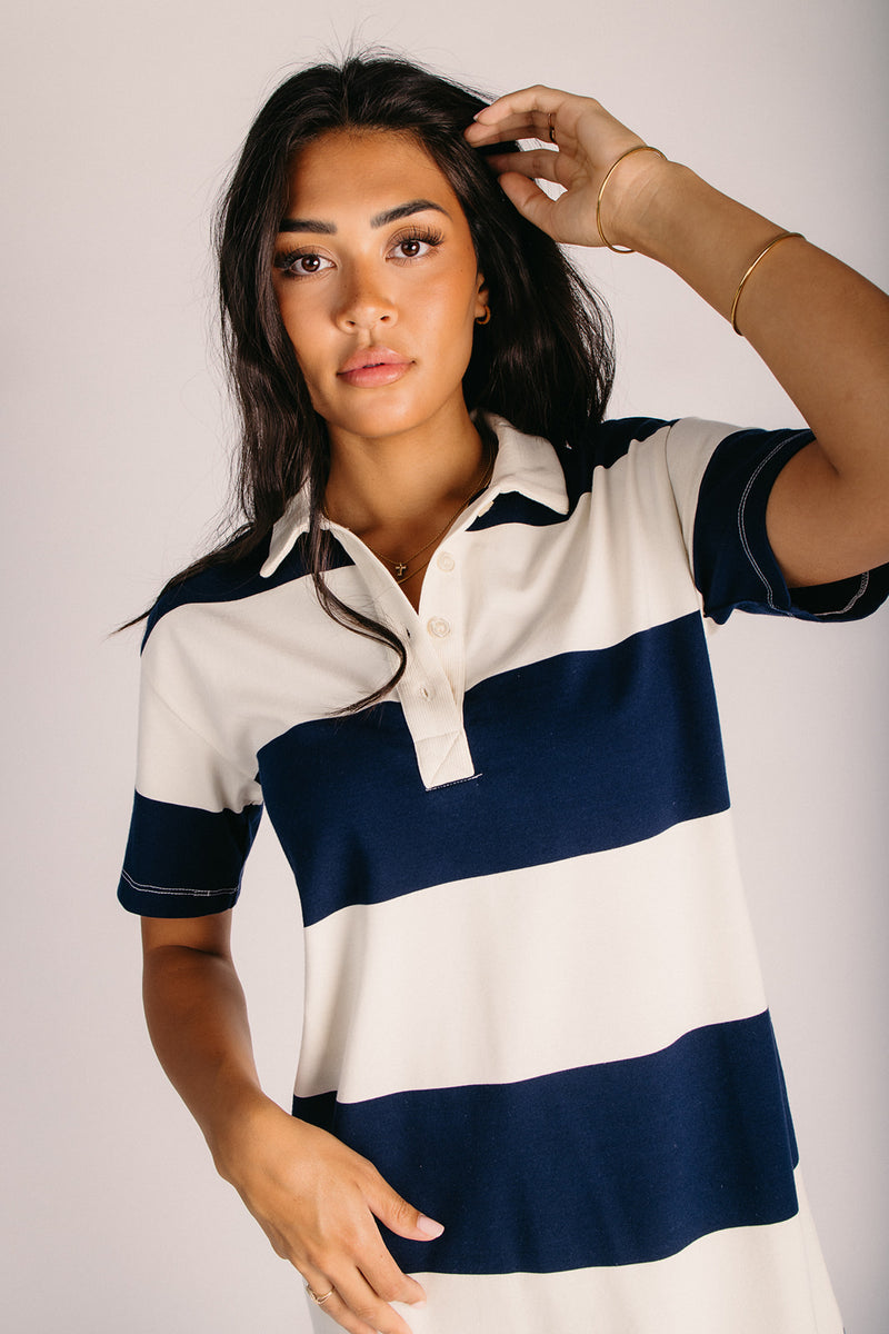 blue striped polo dress 525 Women's Sabine Striped Polo Dress, Size Small, Lemonicingstripe Yellow/Mustard, Cotton