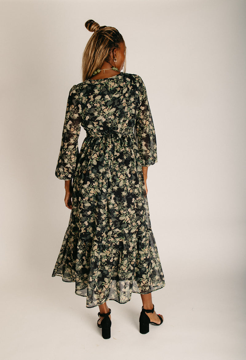 The Willinger Embroidered Maxi Dress in Black Floral – Piper & Scoot