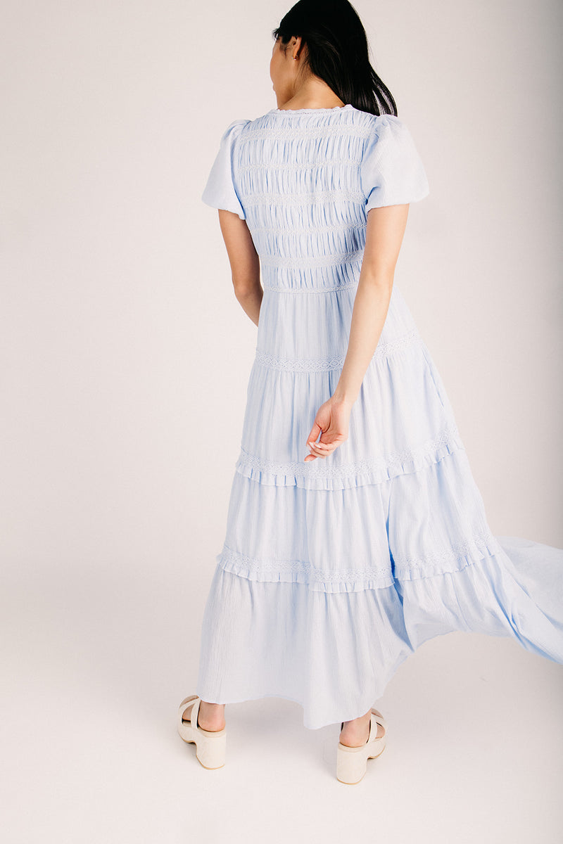 blue tiered maxi dress The Joely Tiered Maxi Dress in Blue Aura Large