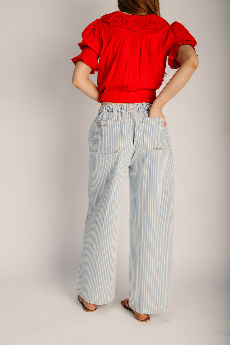 The Zaleski Drawstring Striped Pant in Washed Denim – Piper & Scoot