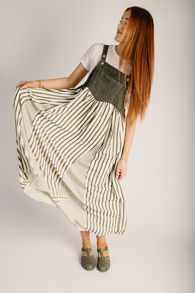 The Hellen Denim Overall Dress in Washed Olive – Piper & Scoot