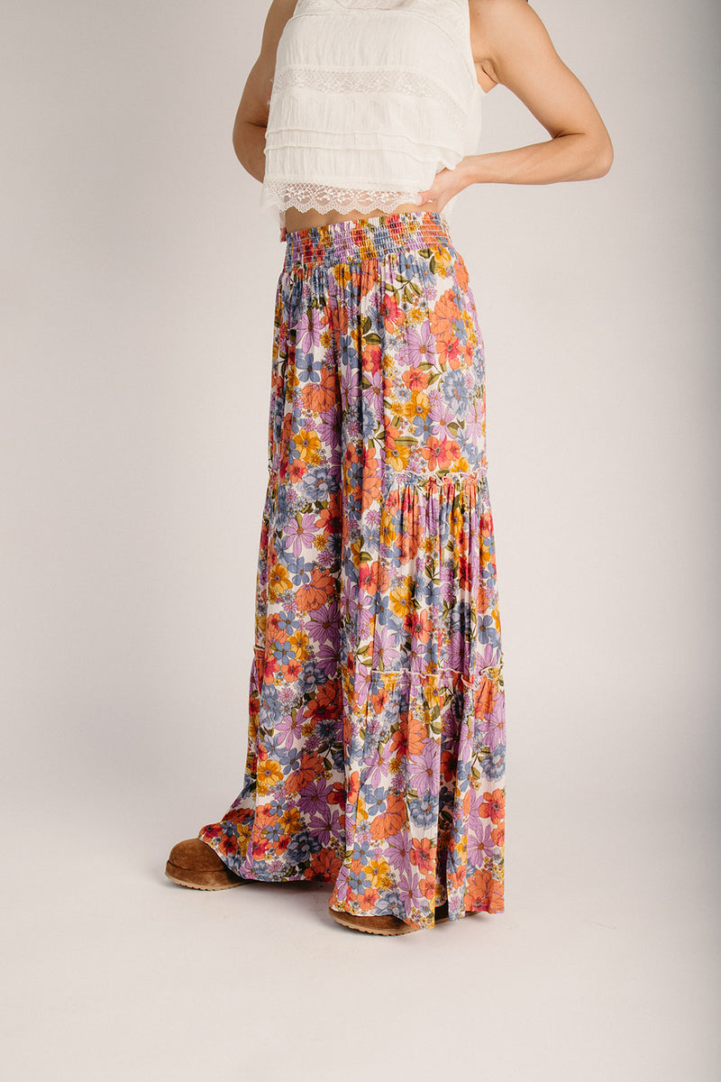 The Kinsey Floral Wide Leg Ruffled Pant in Ivory – Piper & Scoot