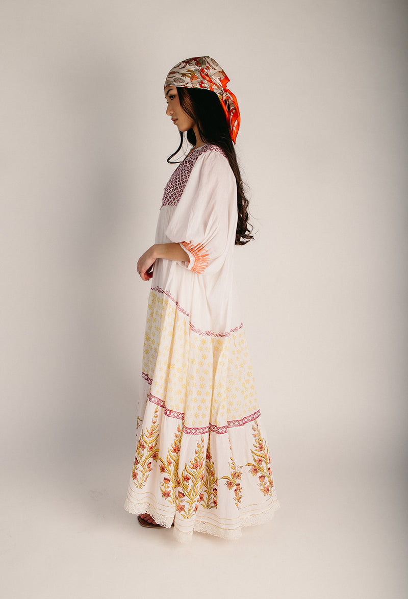 rumored portofino maxi dress The Portofino Tiered Maxi Dress in Natural Multi (SHIPS LATE JUNE) Large