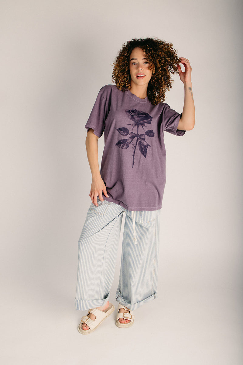 The Rose Flower Graphic Oversized Tee in Wine – Piper & Scoot