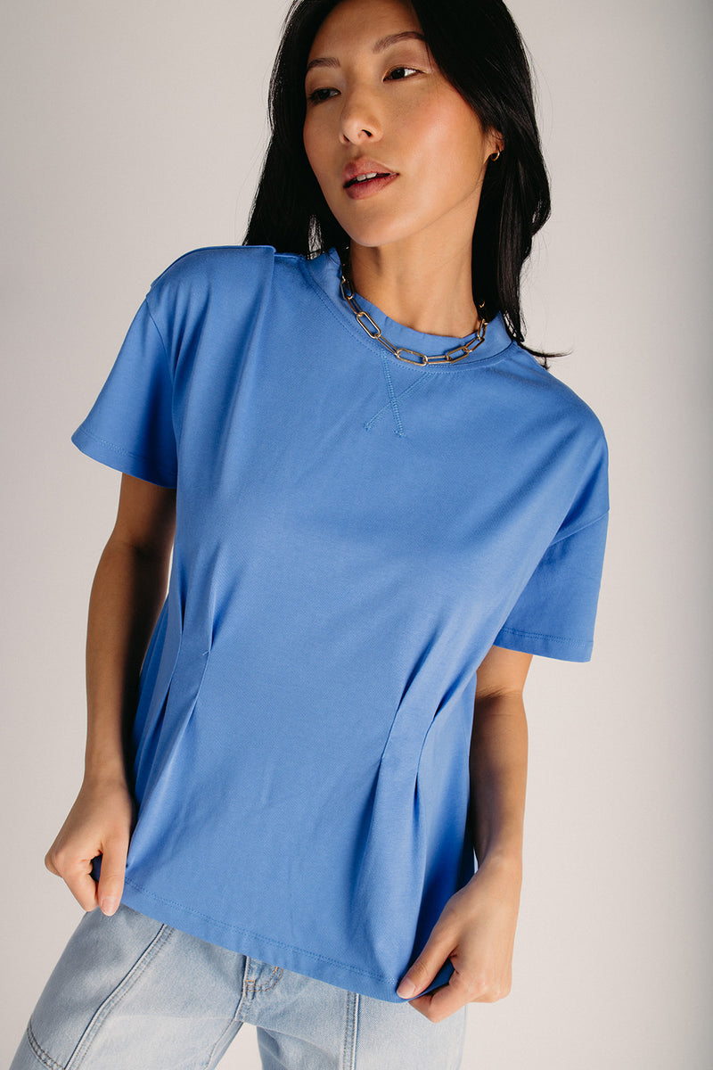 美品　OHGA PATTERN BLOUSE ブルー The Waltman Pleated Blouse in Ocean Blue – Piper & Scoot