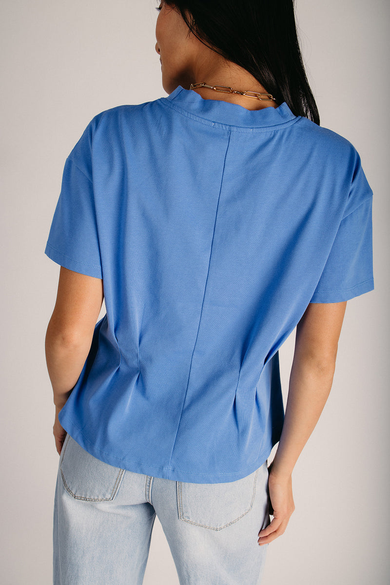 美品　OHGA PATTERN BLOUSE ブルー The Waltman Pleated Blouse in Ocean Blue – Piper & Scoot