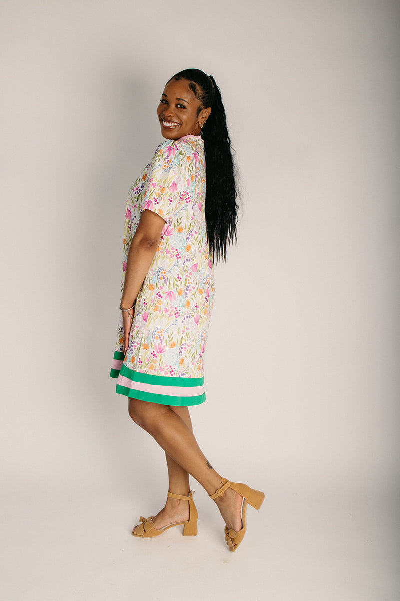 pink mock neck dress The Quintera Shift in + Green Floral Small Color:Dark Leopard Simple V Neck Black sleeveless silhouette sale 2025