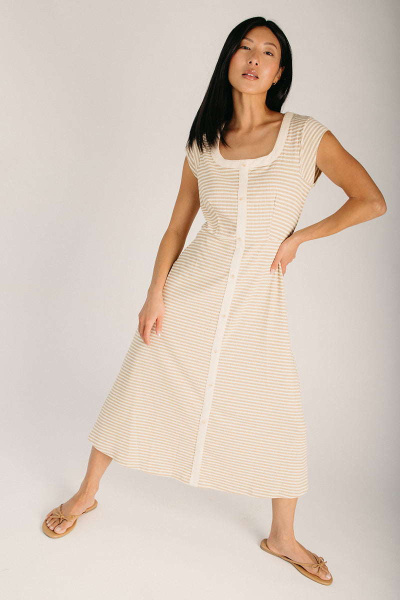 womens cream dress Petal and Pup Alison Long Sleeve Maxi Dress