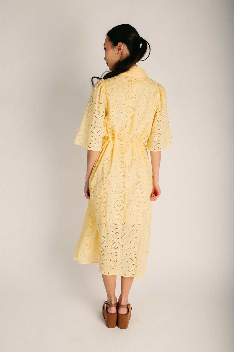 The Casper Eyelet Midi Dress in Spring Yellow Piper & Scoot The Casper Eyelet Midi Dress in Spring Yellow Piper & Scoot