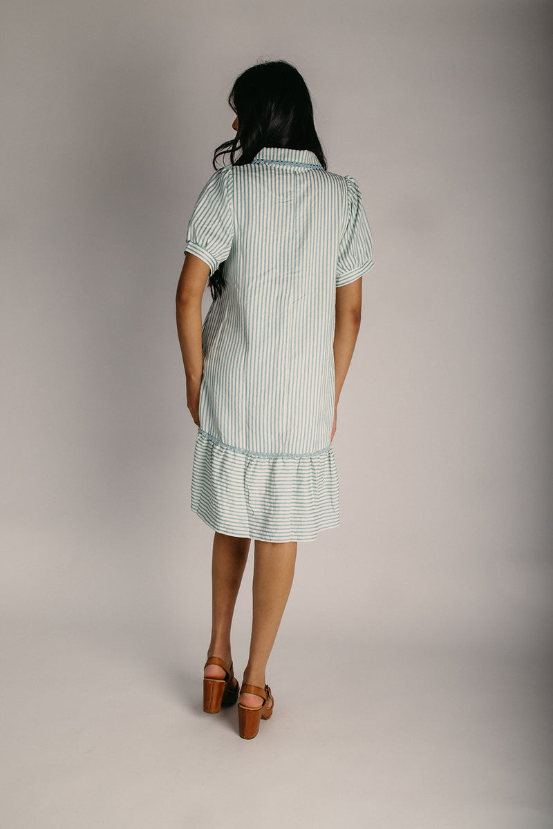 blue and cream striped dress Tanya Taylor | Whitney Dress | Maritime Blue/cream Thin Stripe Mini Dress