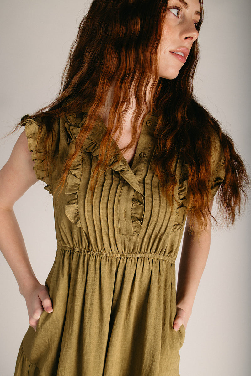 The Jennifer Tiered Midi Dress in Olive Khaki – Piper & Scoot