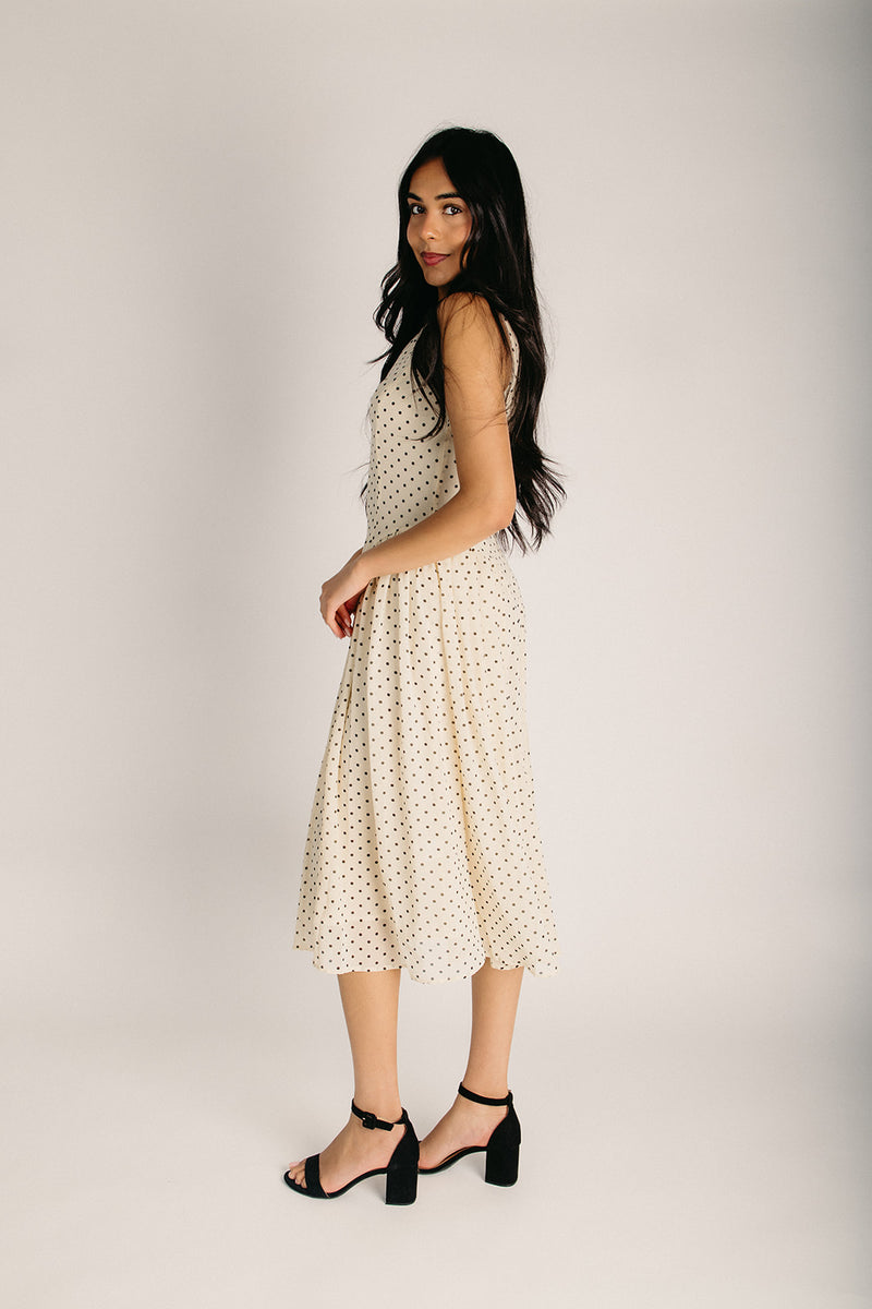 The Cravens Classic A-Line Polka Dot Midi Dress in Cream Large The Cravens Classic A-Line Polka Dot Midi Dress in Cream Large