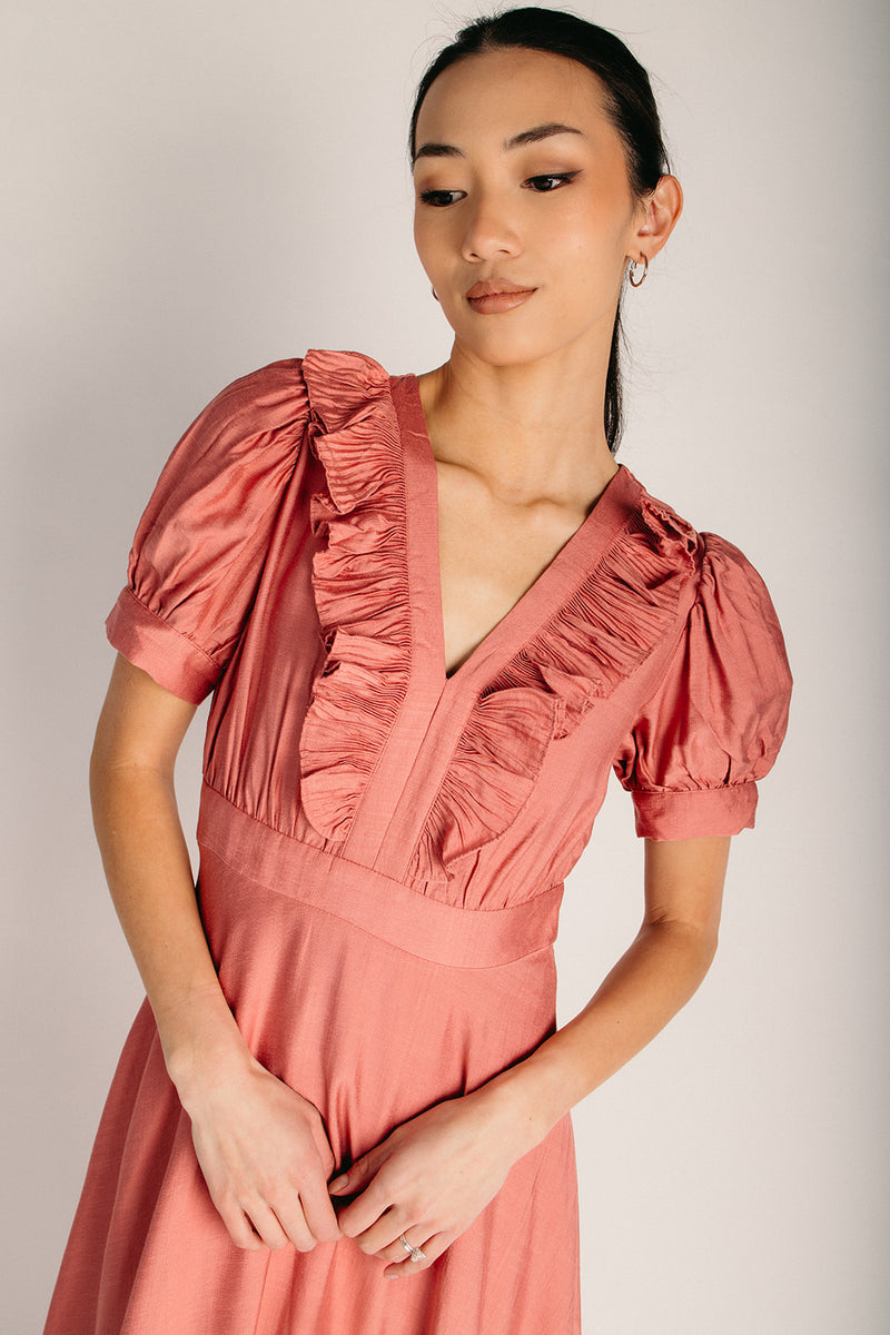 knee length dresses for ladies The Amanda Tiered Midi Dress in Mauve – Piper & Scoot