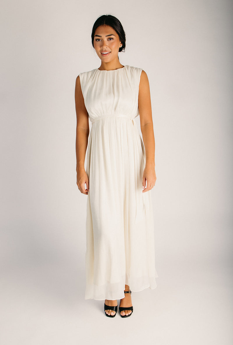 The Morton Tank Maxi Dress in Beige Small