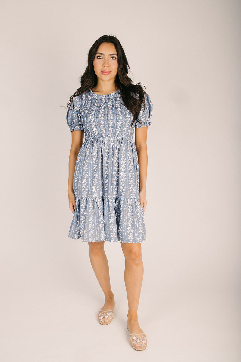 The Heward Ruffled Babydoll Dress in Denim Large The Heward Ruffled Babydoll Dress in Denim Large