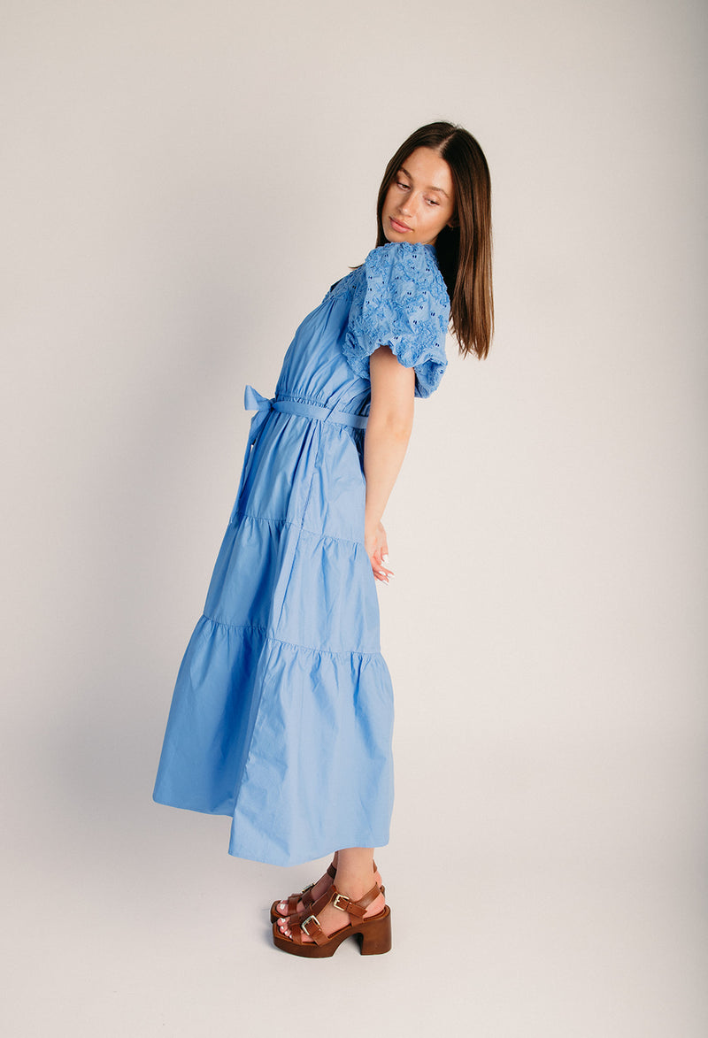 periwinkle blue dress The Stelly Puff Sleeve Midi Dress in Periwinkle Blue Large main image 0