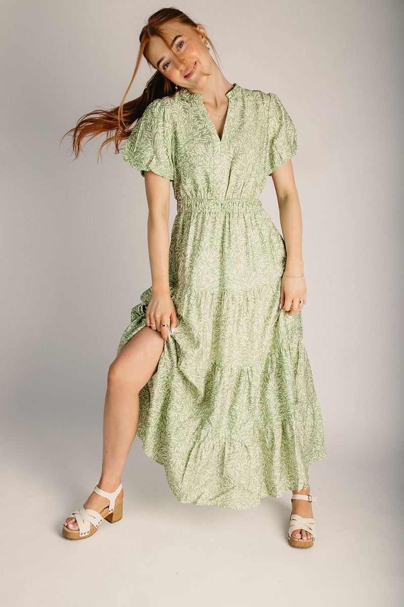 The Furgeson Tiered Floral Maxi Dress in Garden Green Small The Furgeson Tiered Floral Maxi Dress in Garden Green Small