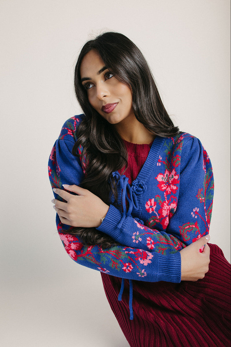 The Callie Floral Cardigan in Navy + Red – Piper & Scoot