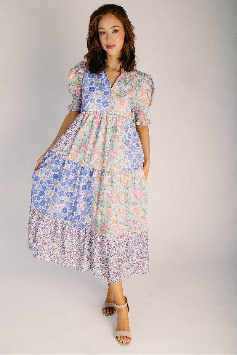 The Blackford Tiered Midi Dress in Periwinkle Floral – Piper & Scoot