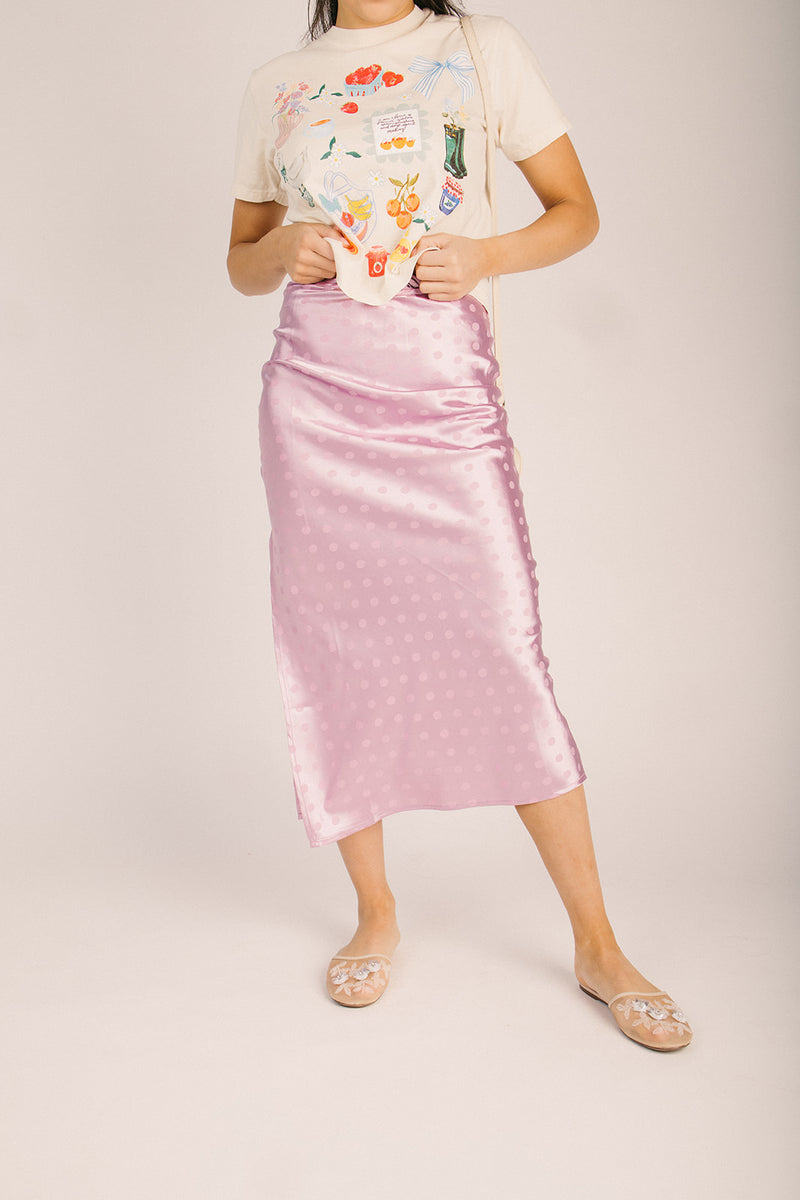The Manny Polka Dot Midi Skirt in Lavender – Piper & Scoot