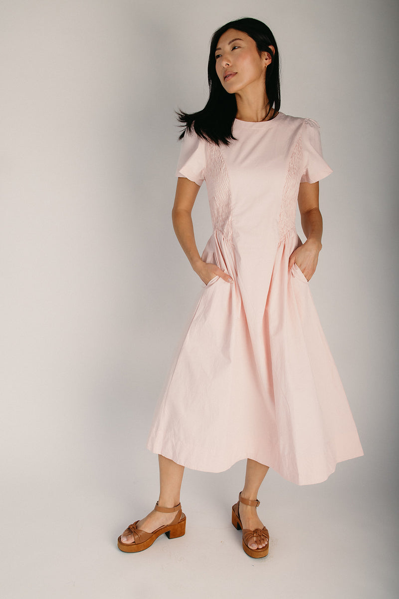 dress pale pink The Bryan Smocked Midi Dress in Pale Pink – Piper & Scoot
