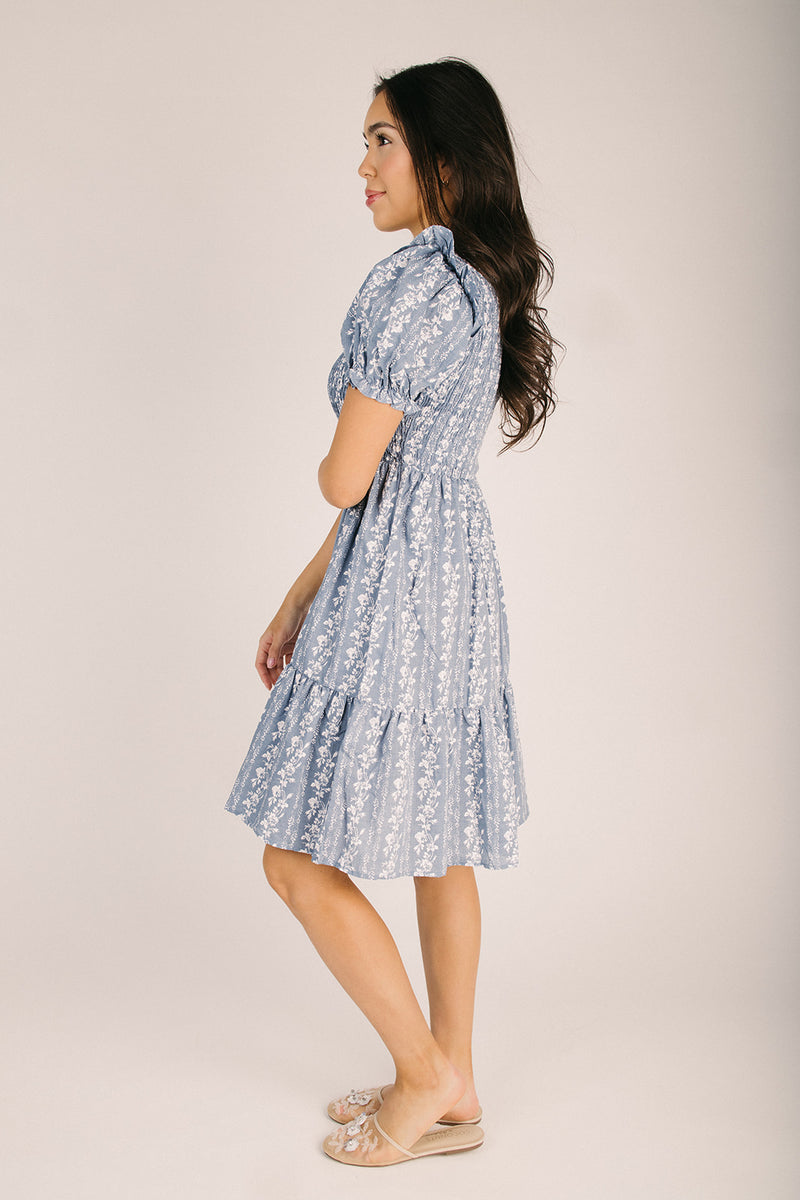 The Heward Ruffled Babydoll Dress in Denim Large