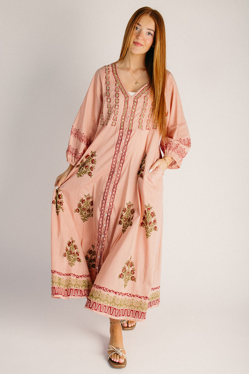 button up dress maxi The Spello Button-Up Patterned Maxi Dress in Pink Multi – Piper & Scoot