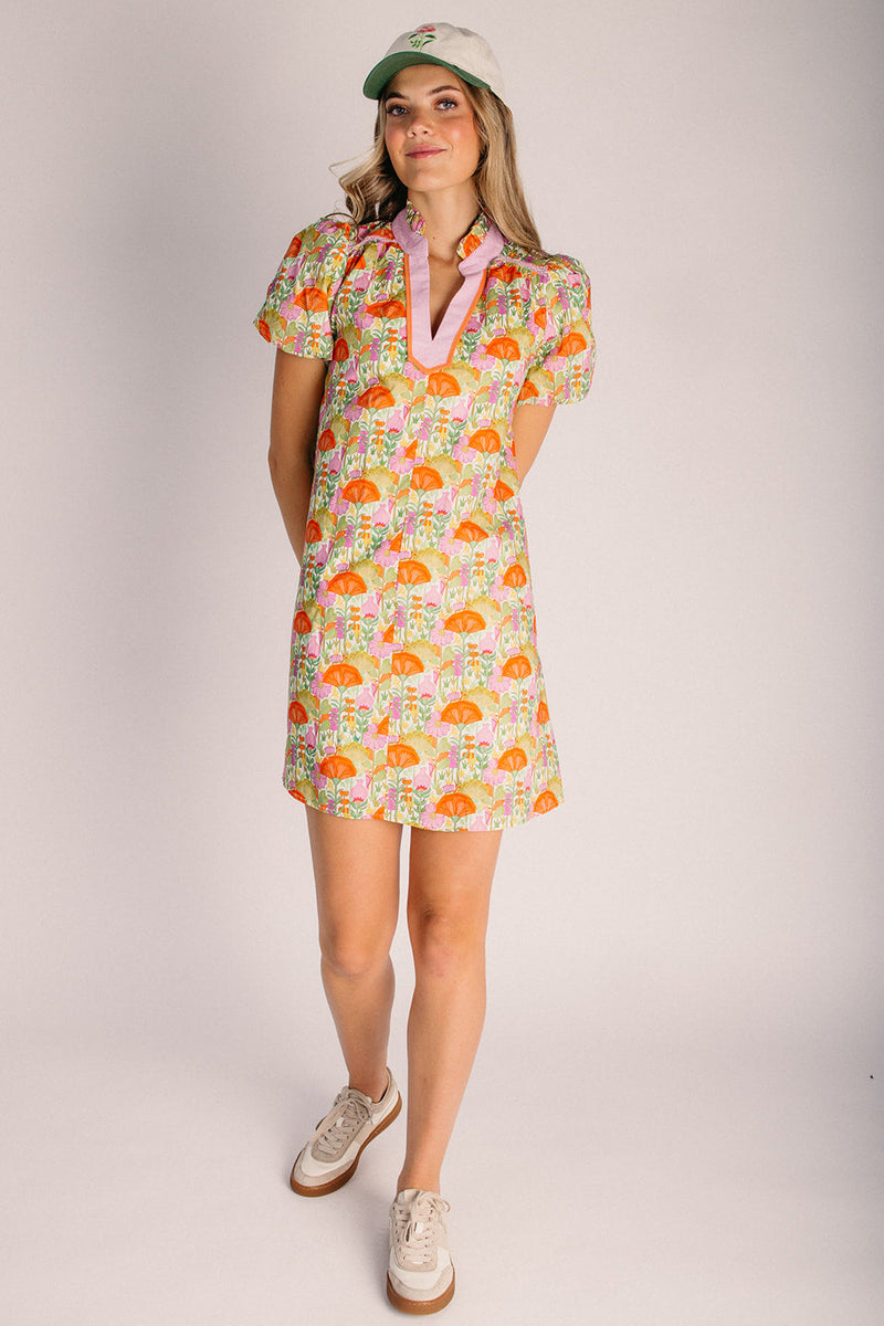 The Rosalind Notch Neck Floral Dress in Orange Mix – Piper & Scoot