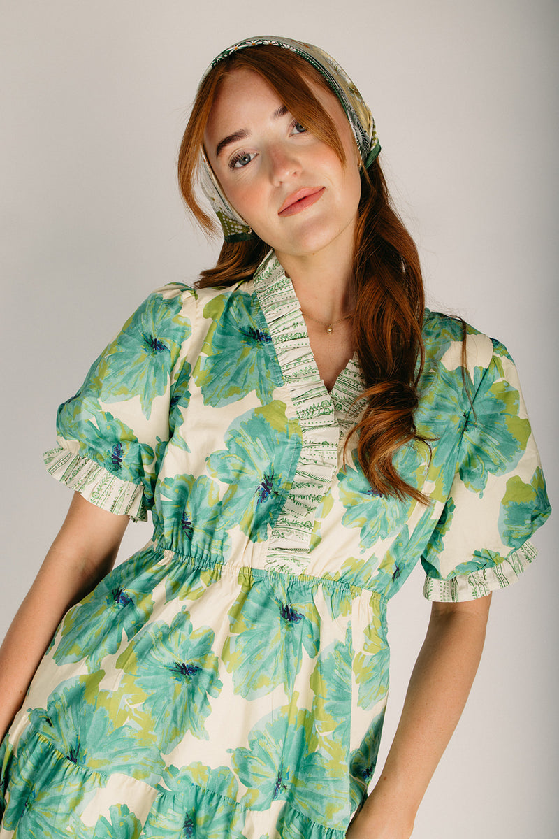 The Leonora Floral Midi Dress in Green Mix  Piper & Scoot