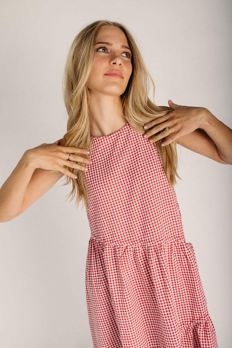 warehouse red gingham dress Mini Rayna Dress in Red Gingham 3T