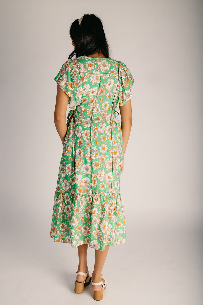 green floral print midi dress Midi Dresses Solem Midi Dress Dark Green Floral Size 2