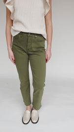 The Roberta High Rise Straight Leg Jean in Olive