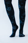 SOCKS: The Wild Floral Opaque Tights in Black
