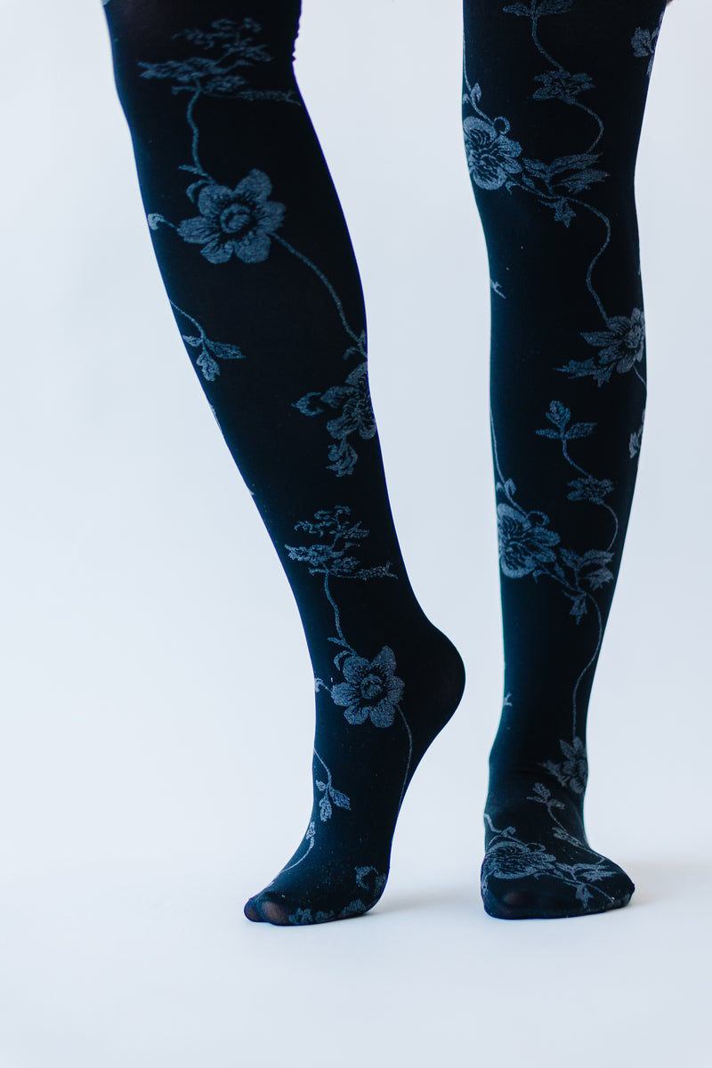 Flocked Daydream Floral Opaque Tights