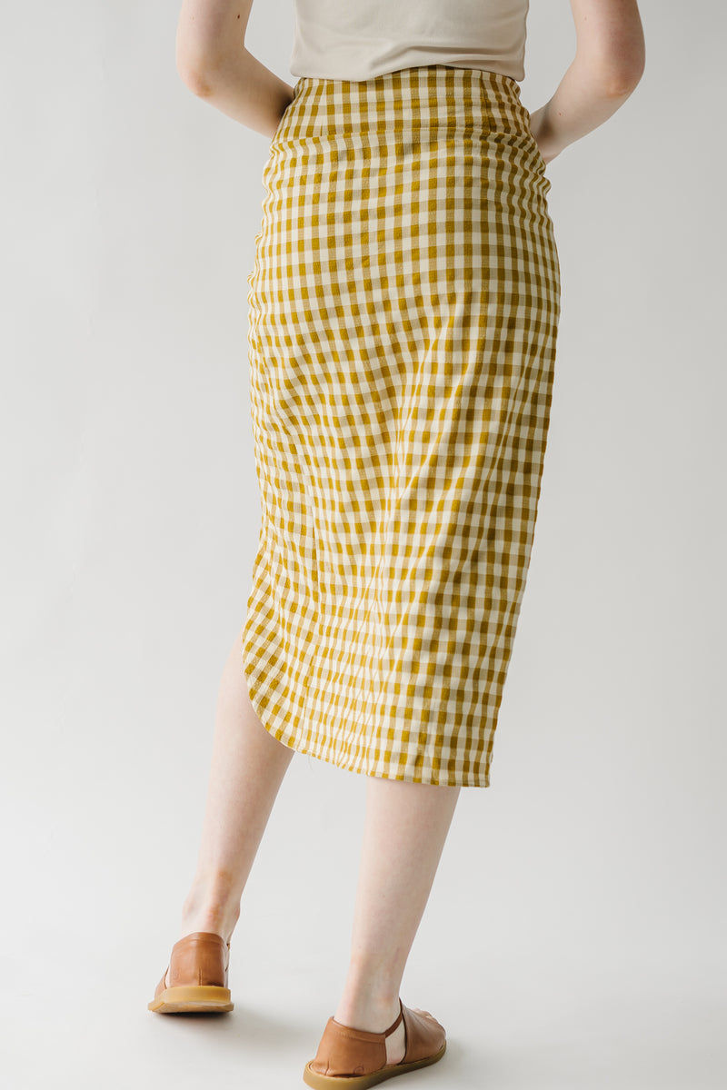 The Yancy Gingham Patterned Skirt in Mustard + White – Piper & Scoot