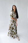 The Romano Piped Detail Floral Maxi Dress in Olive