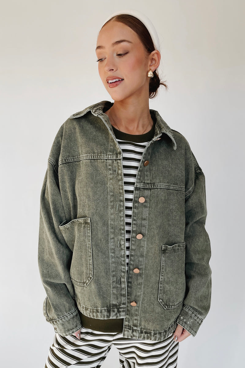 The Ladner Vintage Denim Jacket in Vintage Olive