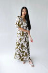 The Romano Piped Detail Floral Maxi Dress in Olive