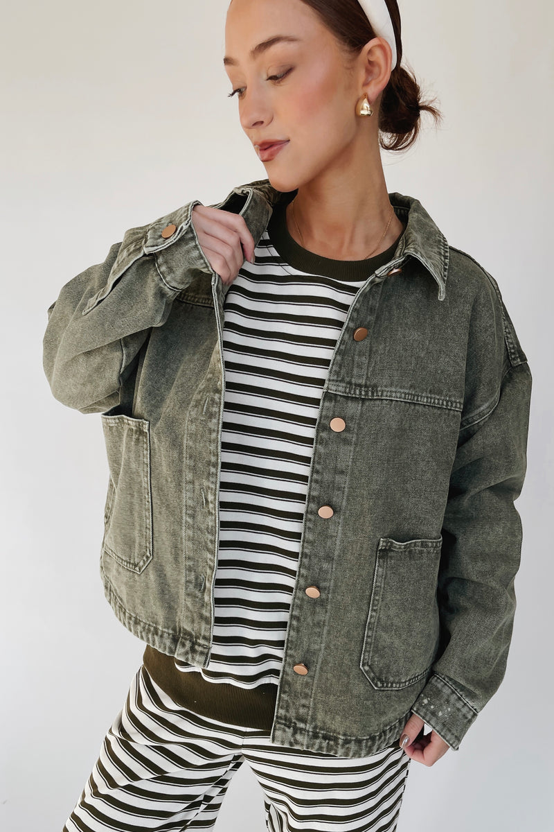 The Ladner Vintage Denim Jacket in Vintage Olive