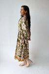 The Lia Floral Midi Dress in Olive