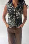 The Maygen Button-Up Vest in Leopard
