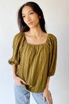 The Elsie Textured Blouse in Dark Olive
