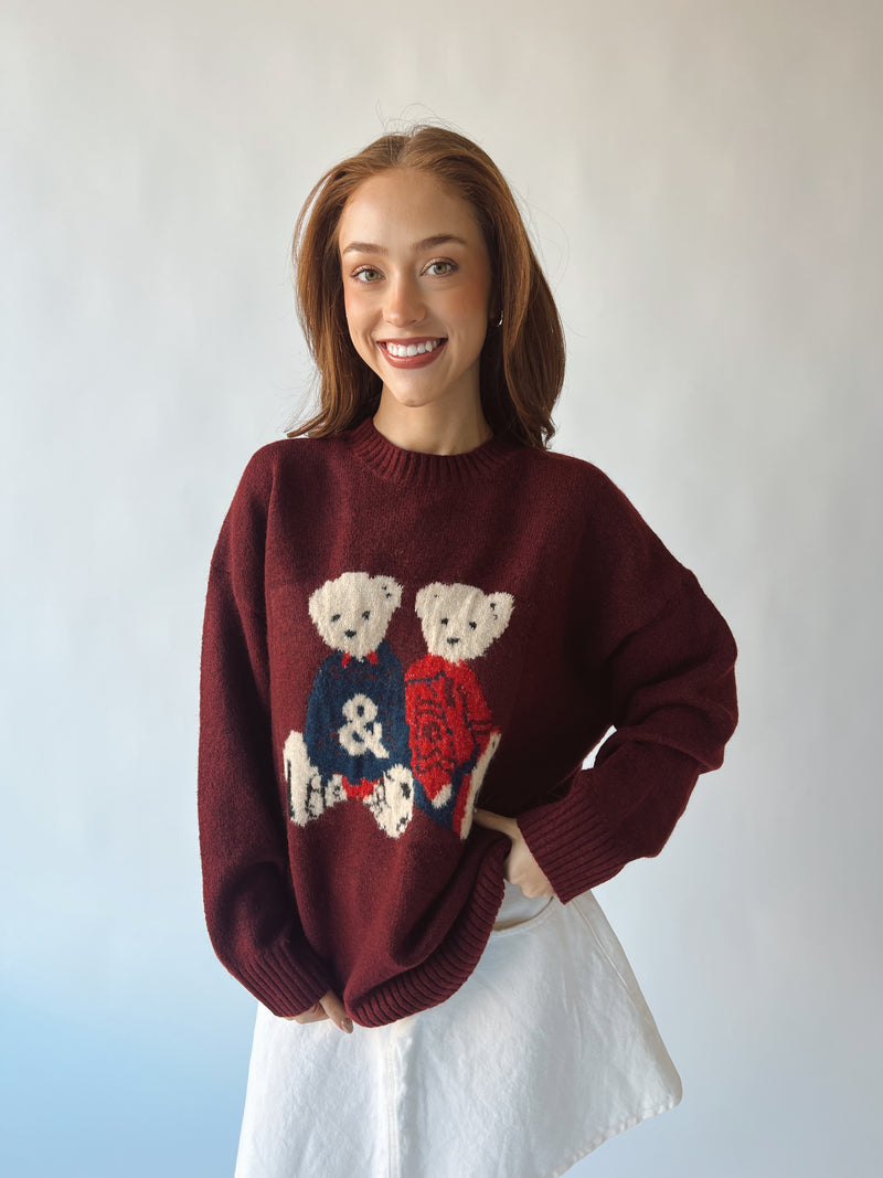 The Theodore Bear Sweater in Burgundy