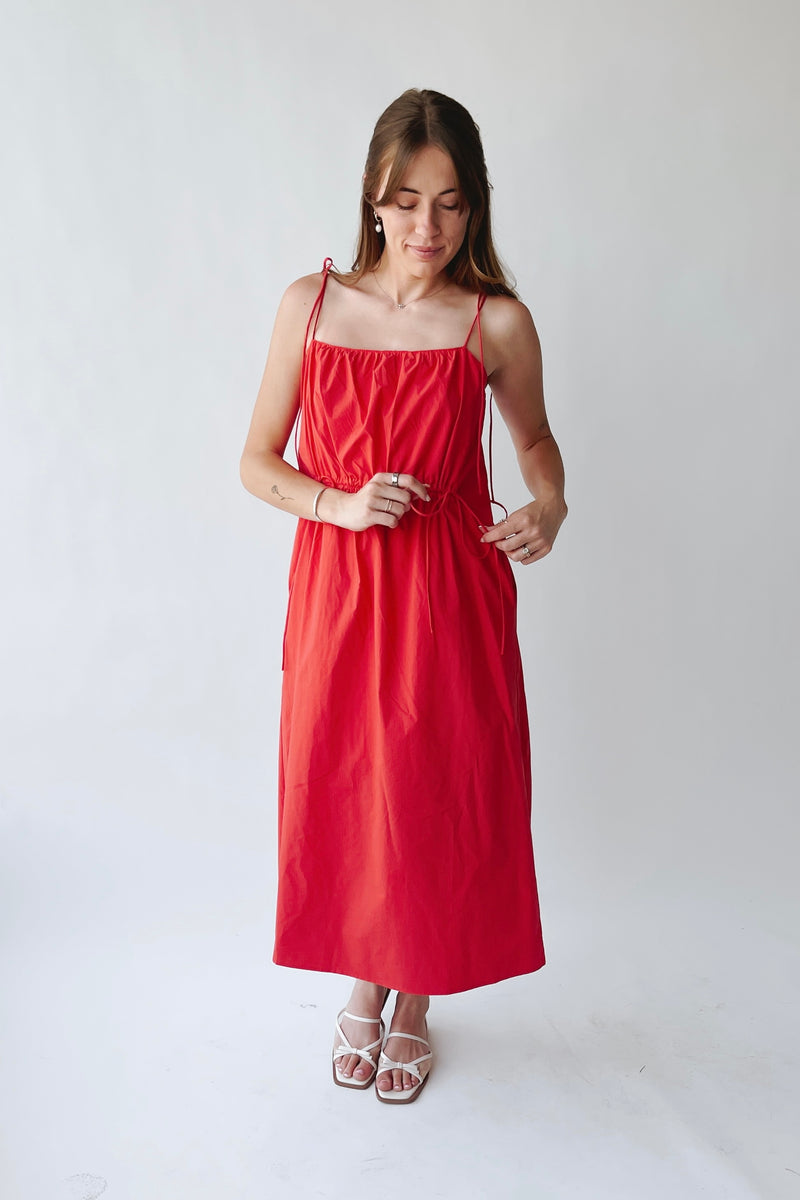 The Isadora Tank Midi Dress in Red