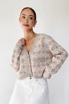 The Ledford Floral Button-Up Cardigan in Oatmeal